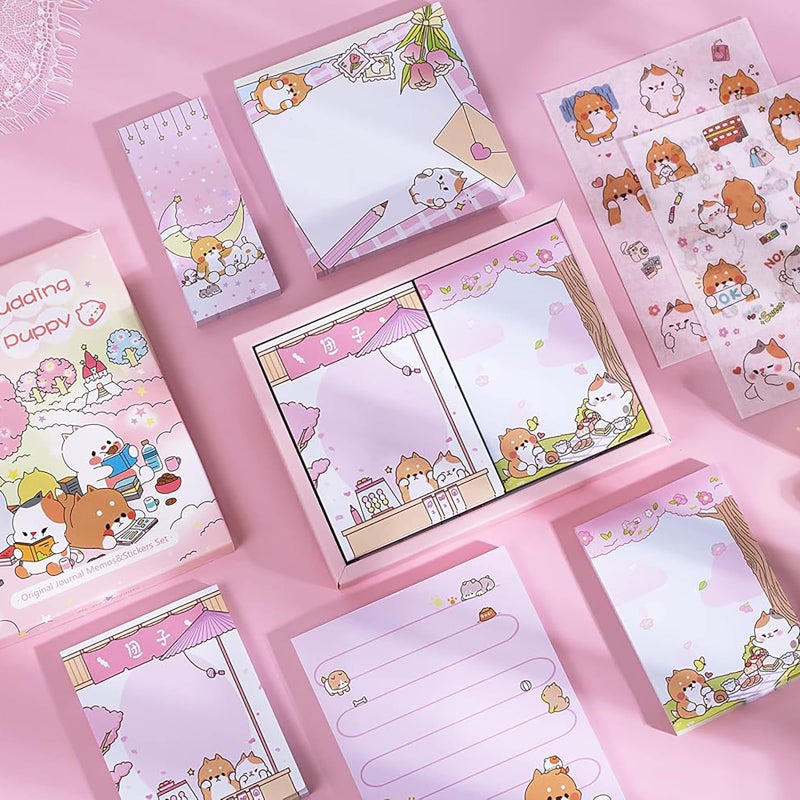 Doraking 250Sheets Cute Cartoon Dog Memo Notes Writing Pads Scrapbook Decorations TODO List for Planning with 2 Sheets Decorative Stickers, Doraking Shiba Inu Memos - Image 1